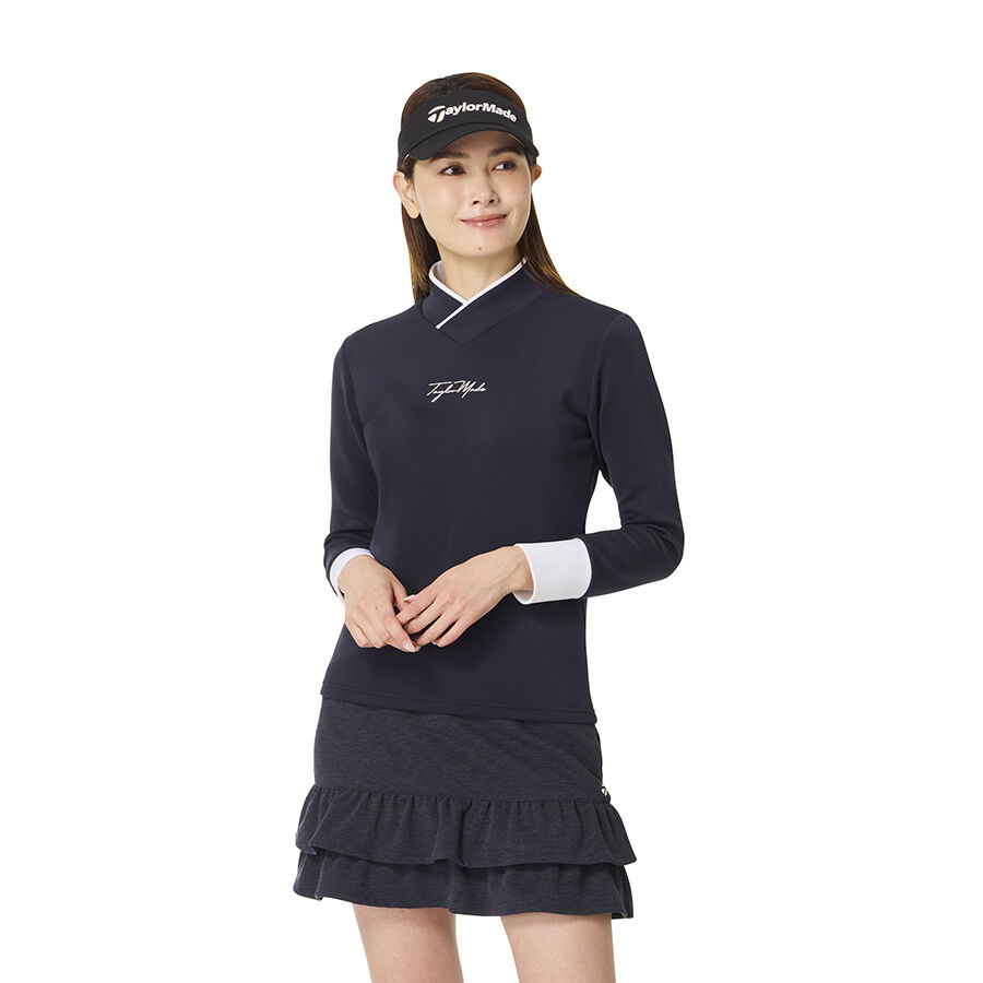 Áo golf nữ Single Jersey Bicolor L/S Mock TaylorMade TO101 5 Ao golf nu Single Jersey Bicolor LS Mock TaylorMade TO101 Mau Den 1