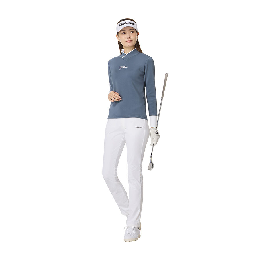 Áo golf nữ Single Jersey Bicolor L/S Mock TaylorMade TO101 2 Ao golf nu Single Jersey Bicolor LS Mock TaylorMade TO101 Mau Xanh Da Phien 2