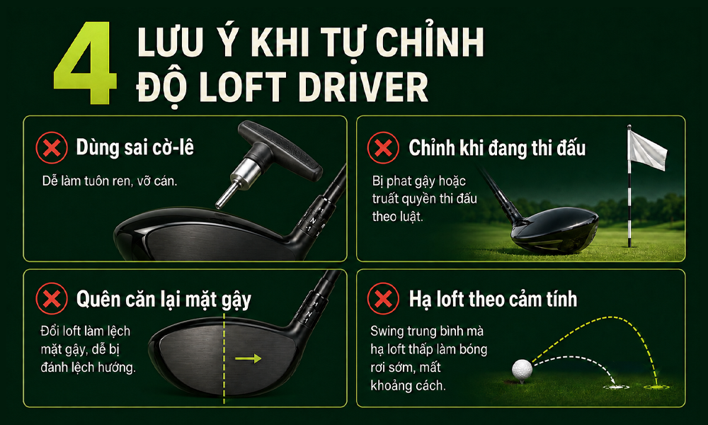Hướng Dẫn Cách Chỉnh Độ Loft Của Gậy Driver Tại Nhà 2 Những sai lầm cần tránh khi tự chỉnh độ Loft Driver