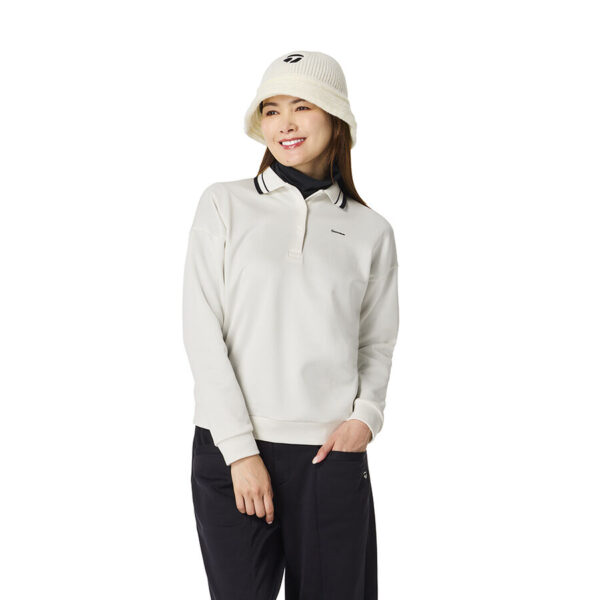 Ao polo dai tay nu Sweat LS Pullover TaylorMade TO076 Mau Trang Nga 1